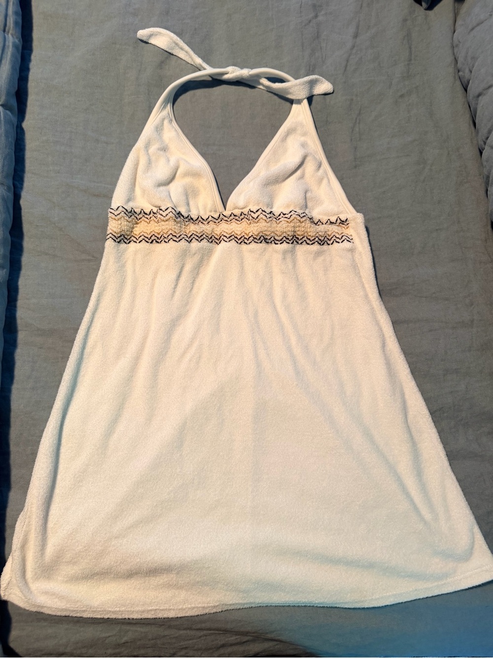 La Blanca White Halter Swim Coverup with Embroidered Waistband
